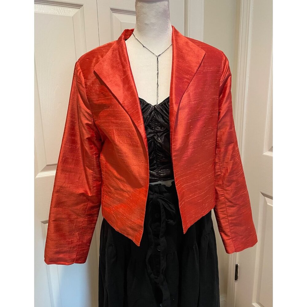 Vtg Bleu Bayou Womens Silk Blazer Size‎ S Holiday NYE Event Glam Romantic Luxury